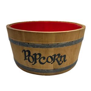 Spalding Frost Company Round Rustic Wood Popcorn Crate With Metal Decor